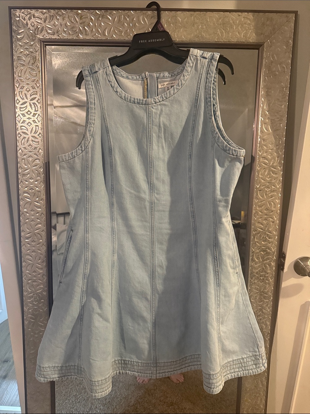 Light Blue Sleeveless Denim A Line Dress